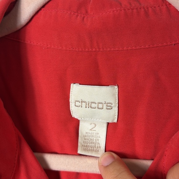 Chico’s Silky Soft Camp Button Down Shirt Burnt Orange size 2 US 4-6 - Picture 4 of 11